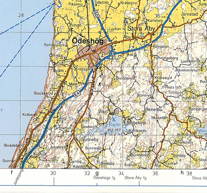Blå kartan bladet 83 Skövde från 1989